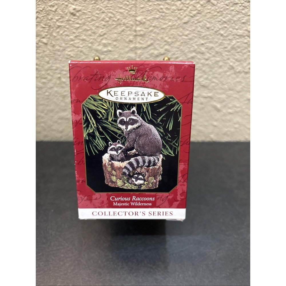 Hallmark‎ Keepsake Ornament Curious Raccoons Majestic Wilderness~1999~NIB